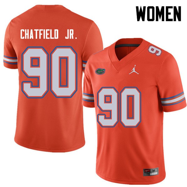 Jordan Brand Women #90 Andrew Chatfield Jr. Florida Gators College Football Jersey Orange
